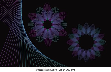 Spirograph abstract element on a black background