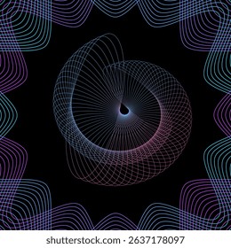 Spirograph abstract element on a black background