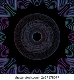 Spirograph abstract element on a black background