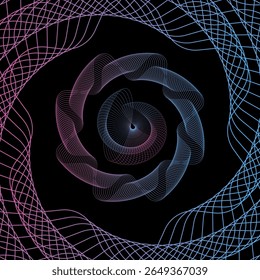 Spirograaf abstract element op een zwarte achtergrond