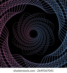 Spirograaf abstract element op een zwarte achtergrond