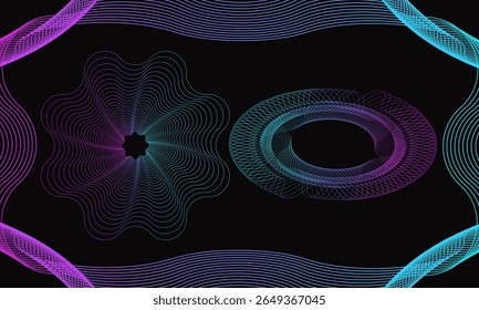 Spirograaf abstract element op een zwarte achtergrond