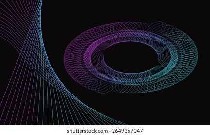 Spirograaf abstract element op een zwarte achtergrond