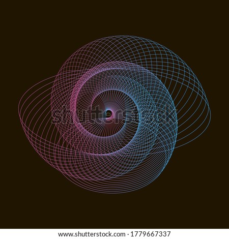 Spirograph abstract element on a black background.