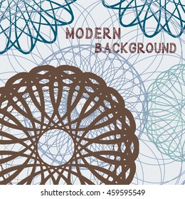 Spirograph background. Clipping mask. You can move elements. Cute handmade tribal art design. Vector Flyer template. Circular multipurpose elements.