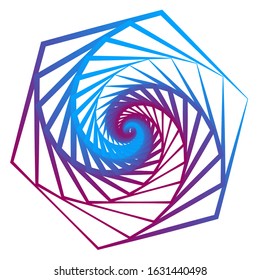 Spirograph blue purple logo vector illustration. Hexagon geometric abstract logo design. Vortex spiral hexagonal swirl.
