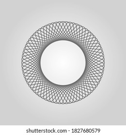 Espirografo. Ola de sonido circular. Patrón de curva estructurado. Se ordenaron las olas. Forma de onda cósmica. La abstracción de las estrellas. Ilustración vectorial.