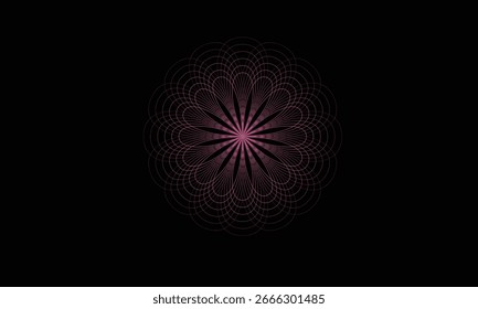 spirograph with circles, spiral graphic line, spirograph, abstract element on a black background, spirograph image