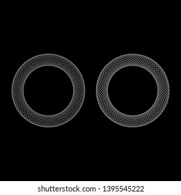 Spirograph element empty in center Abstract concentric symbol icon outline set white color vector