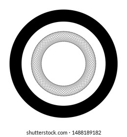 Spirograph element empty in center Abstract concentric symbol icon in circle round black color