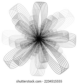 Spirograph Flower. Abstract black circle  spirograph. Geometric circular ornament spirograph flower. Spirograph flower Vector.
