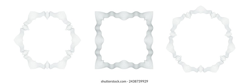 Spirographische Elemente. Geometrische runde, spiralförmige und sichere Designelemente. Spirographische Muster und Ränder Vektor-Set.
