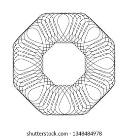 Spirograph in line art style on light background. Vector line design.