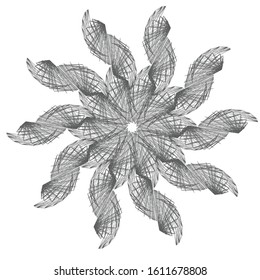 Spirograph lines vector. round isolated black ornament for decoration