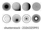 Spirograph patterns circle set. Vector geometric abstract forms isolated on white. Round and spiral twisted lines.  Curved shapes can be used as watermarks and logos. Circular ornament of spirograph.