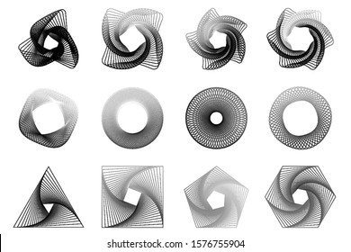 Spirograph Patterns Set Twisted Lines Abstract Stock Vector (royalty 