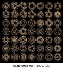 Spirograph patterns set. Twisted lines abstract shapes. Guilloche frames for certificate, diploma, money, official documents watermarks. Guilloche pattern, intricacy line elements, spirograph shapes
