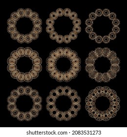 Spirograph patterns set. Twisted lines abstract shapes. Guilloche frames for certificate, diploma, money, official documents watermarks. Guilloche pattern, intricacy line elements, spirograph shapes
