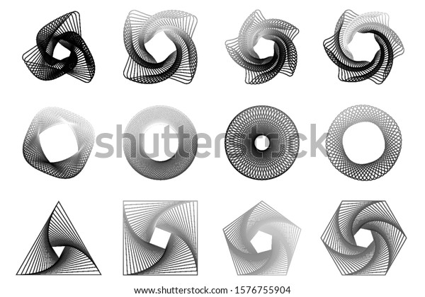 Spirograph Patterns Set Twisted Lines Abstract Stock Vector (Royalty ...