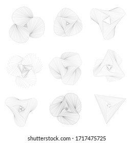 Spirograph shape set. Geometric abstract vector forms isolated on white background