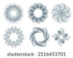 Spirograph vector pattern set. Abstract line watermarks collection. Vector Guilloche elements set for certificate, diploma, banknote, money design, invitation, badge