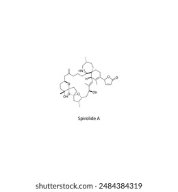 Spirolide A skeletal structure diagram.marine toxin compound molecule scientific illustration.
