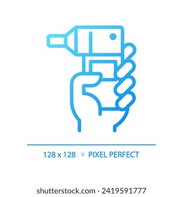 Spirometer pixel perfect gradient linear vector icon. Breathing exercise. Respiratory disease. Lung function. Thin line color symbol. Modern style pictogram. Vector isolated outline drawing