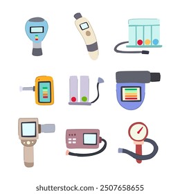 spirometer set cartoon. measurement respiratory, test airflow, pulmonary health spirometer sign. isolated symbol vector illustration