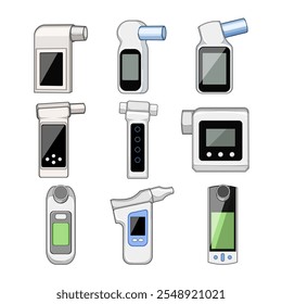 Spirometer-Cartoon. Volumenkapazität, Luftstrommessung, Atemfunktions-Spirometerzeichen. einzelne Symbol, Vektorgrafik