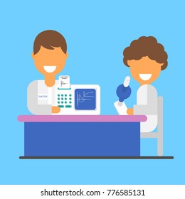 Spirometry As A Science And Research, A Banner. Vector Lungs, Spirometry And Test Results.