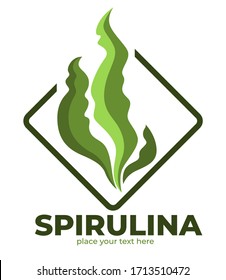 Spirulina algae leaves isolated icon, dietary nutrition and detox vector. Arthrospira seaweed food supplement and vegetarian or vegan menu element. Healthy drink and superfood emblem or logo