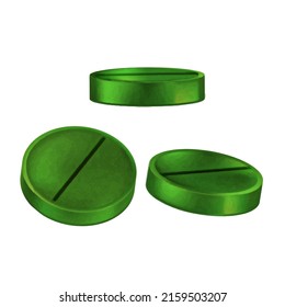 Spirulina Algae Pills Dietary Supplement Vector. Spirulina Seaweed Pharmaceutic Natural Medicament. Vitamin Nourishment Tablet, Health Care Treat Template Realistic 3d Illustration