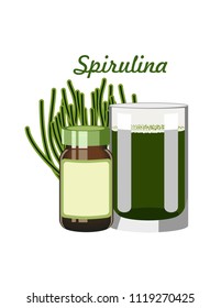 Spirulina algae, pills and spirulina powder