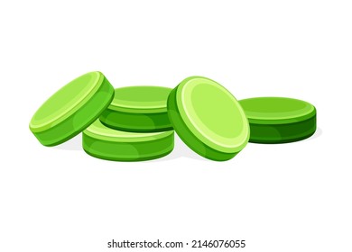 Complemento dietario de Spirulina, comprimidos de algas prensadas. Producto ecológico saludable, ilustración vectorial antioxidante