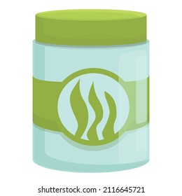 Spirulina jar icon cartoon vector. Seaweed plant. Alga algae
