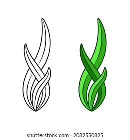 Spirulina, Linear And Color Icon. Outline Simple Vector Of Seaweed Or Green Water Plant. Contour Isolated Pictogram On White Background