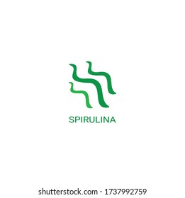 Lotipo de espirulina en estilo minimalista plano. Espirulina de algas submarinas aisladas sobre fondo blanco. Icono de las algas de Spirulina.