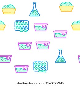 Spirulina Nutrition Ingredient Vector Seamless Pattern Color Line Illustration
