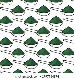 spirulina seamless doodle pattern, vector illustration