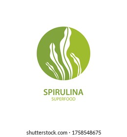 Spirulina seaweed leaf logo illustration vector design