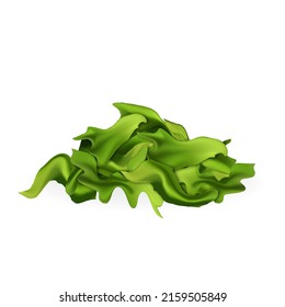 Spirulina Seaweed Leaves Food Ingredient Vector. Spirulina Sea Weed Aquaculture Plant For Preparing Delicious Vitamin Salad Dish And Natural Species. Bio Nutrition Template Realistic 3d Illustration