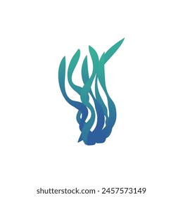 Spirulina seaweed vector flat illustration. Cartoon aquatic marine algae plant. Underwater flora isolated on white background. Aquarium leaves decoration, sea food