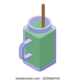 Spirulina smoothie icon isometric vector. Alga plant. Green food