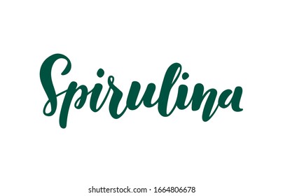 Spirulina vector text, hand drawn lettering