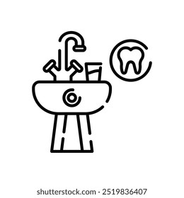 Spit Bowl Outline Icon, Vector illustration