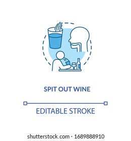 Spit out wine concept icon. Professional sommelier advice, winetasting tips idea thin line illustration. Avoid swallowing at degustation. Vector isolated outline RGB color drawing. Editable stroke