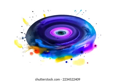 Spital galaxy watercolor paint splashes, fantasy scientific, celestial cosmos. Beauty blue and purple astrology background