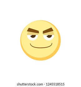 Spiteful character flat style emoji smile icon. Vector emoticon face
