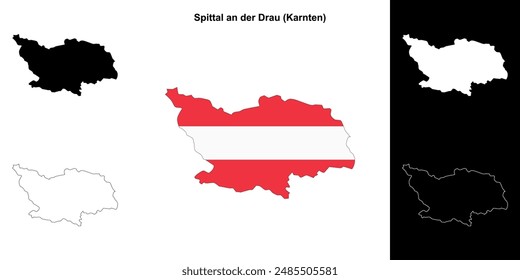 Spittal an der Drau blank outline map set