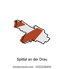 Spittal an der Drau City of Austria map vector illustration, vector template with outline graphic sketch design